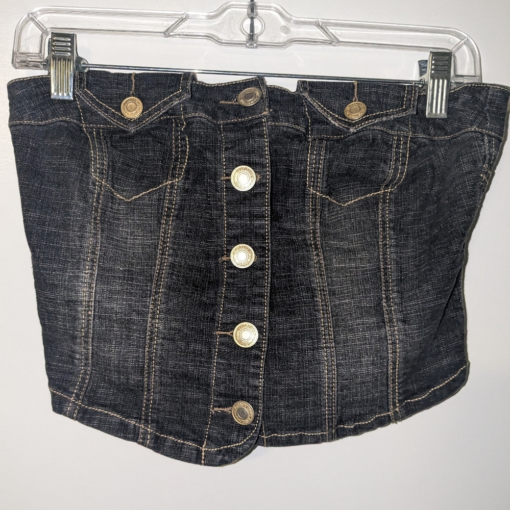 Y2K Vintage Hydraulic Denim Bustier Corset Top